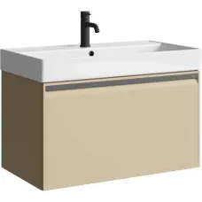 Тумба с раковиной Aqwella 5 Stars Pure PUR0108KS + 4610119205126 81 см, подвесная, капучино светлый матовый