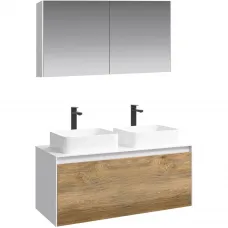 Комплект мебели белый глянец/дуб балтийский 120 см Aqwella 5 Stars Mobi MOB0112W + MOB0712DB + 4640021064269 + 4640021064269 + MOB0412 + MOB0717W