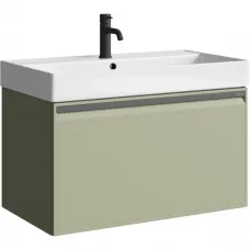 Тумба с раковиной Aqwella 5 Stars Pure PUR0108SH + 4610119205126 81 см, подвесная, шалфей зеленый матовый