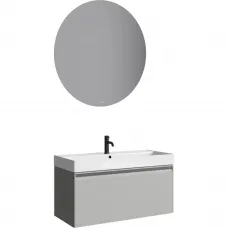 Комплект мебели Aqwella 5 Stars Pure PUR0110ST + 4610119205164 + MOON0210 100 см, подвесной, серый туман матовый