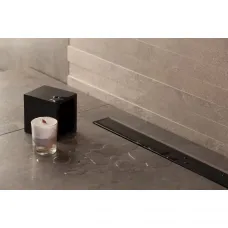 Душевой трап (лоток) Pestan Confluo Frameless Black Glass Line 13701202 45 см, с решеткой, щелевой, матовый хром/черный глянец