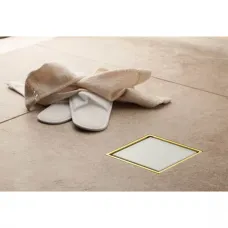 Душевой трап 144x144/50 мм белый глянец/золотой Pestan Confluo Standard White Glass Gold 4 13000159