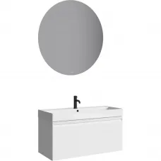 Комплект мебели Aqwella 5 Stars Pure PUR0110WM + 4610119205164 + MOON0210 100 см, подвесной, белый матовый