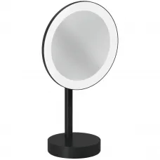 Зеркало косметическое Kludi Vela R 5899539F с 3x увеличением, настольное, с подсветкой, выключателем, черный матовый