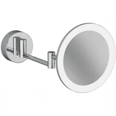 Зеркало косметическое Kludi Vela R 5899505W с 3x увеличением, настенное, с подсветкой, выключателем, хром