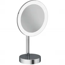 Зеркало косметическое Kludi Vela R 5899505F с 3x увеличением, настольное, с подсветкой, выключателем, хром