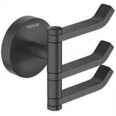 Крючок Aquatek Бетта AQ4632MB тройной, поворотный, для ванны, черный матовый