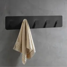 Планка с крючками Abber Stein AS1650MB для ванны, черный матовый