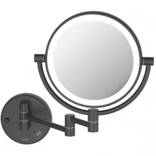 Зеркало косметическое Aquatek AQ4912MB с 5x увеличением, настенное, с подсветкой, выключателем, черны матовый