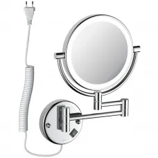 Зеркало косметическое Aquatek AQ4915CR с 5x увеличением, настенное, с подсветкой, выключателем, хром