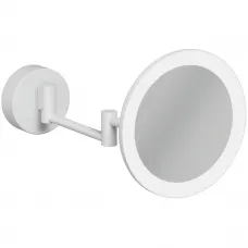 Зеркало косметическое Kludi Vela R 5899553W с 3x увеличением, настенное, с подсветкой, выключателем, белый матовый